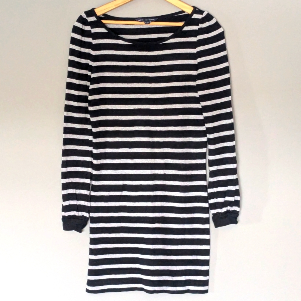 French connection long sleeve T-shirt dress size 4 grey and black